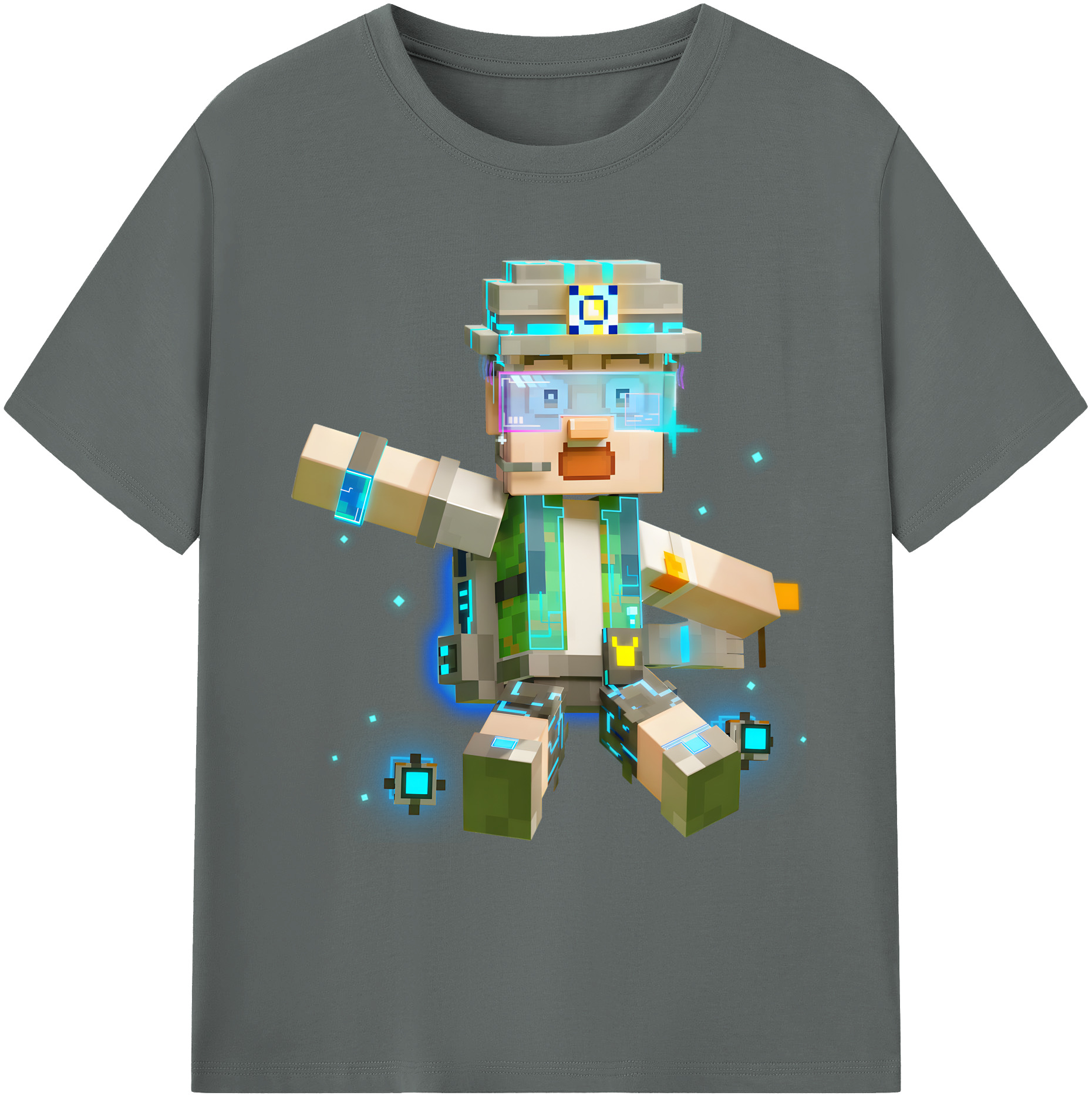 （画像用） マインクラフト ブロックの世界 Minecraft MC Block world 綿100％ メンズ半袖Tシャツ｜肌触りやわらか＆通気性